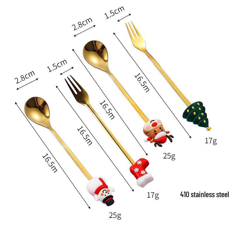 Stainless Steel Christmas Cutlery Set: Cute Spoon, Fork, and Stirring Spoon for Coffee & Fruit