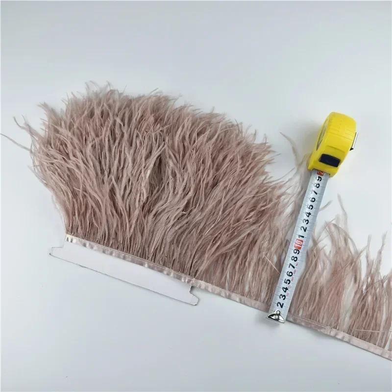 Pluma1Metro Plumas de Avestruz de Colores sobre Cinta Fleco Borla Adorno Cinta 10-15cm 4-6" Adornos de Plumas Blancas Decoración para Decoración de Ropa