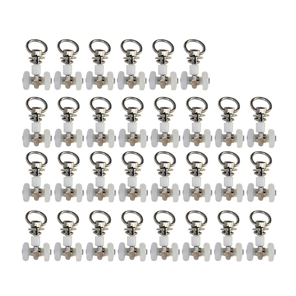 30Pcs Curtain Track Rollers Hooks Ceiling Gliders Twin Wheeled Carriers For Window Rods Curtain Rails