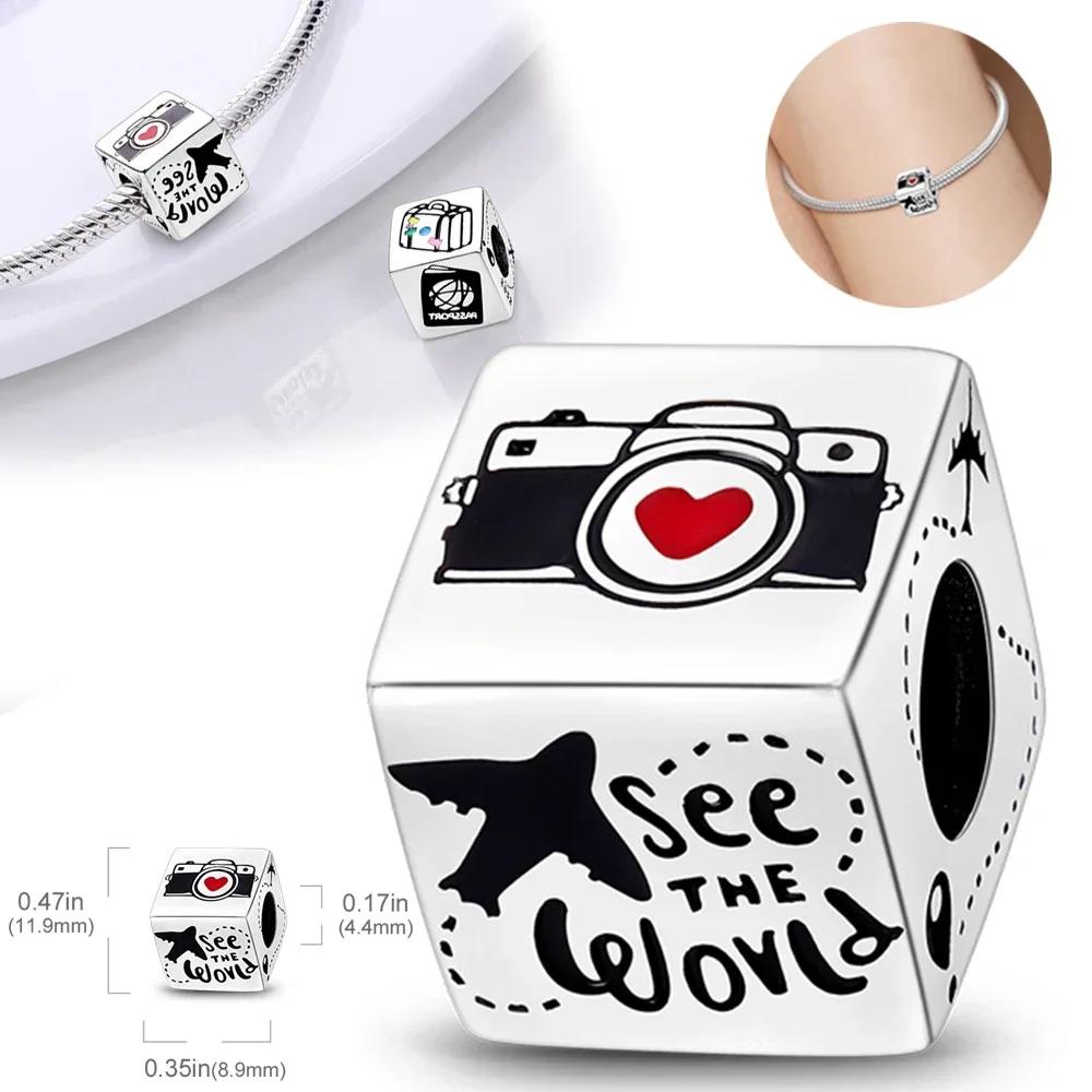 Coppercolorful Travel Luggage Charms Plane Beads Fitoriginal Bracelets Diy Fine Jewelry For Women Gifts
