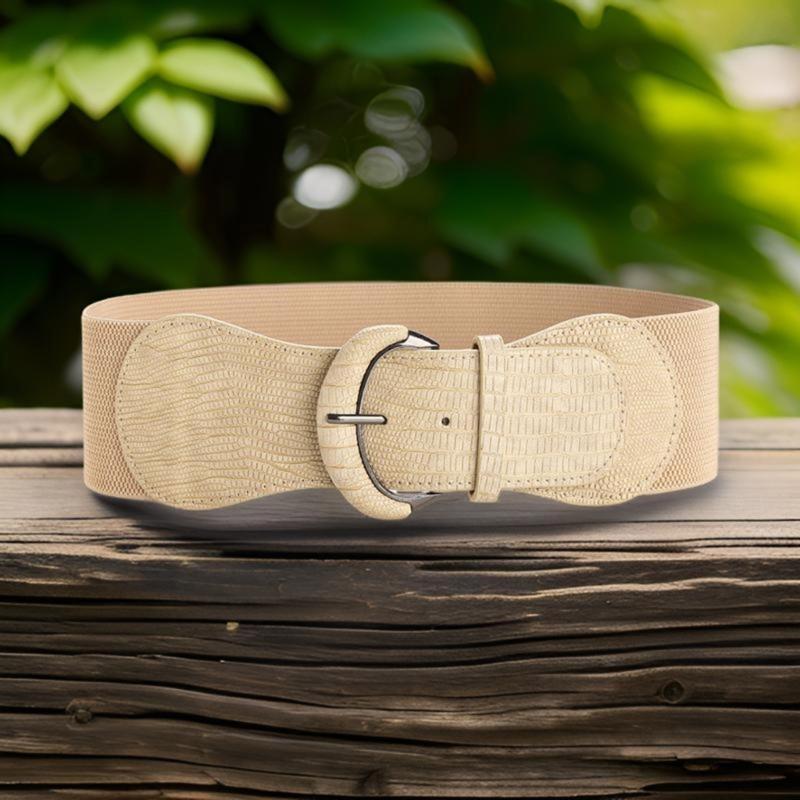 Ladies' Wide Elastic Waist Belt Waist Cincher Adjustable Waist Band with Hook Buckle for Casual and Special Occasion