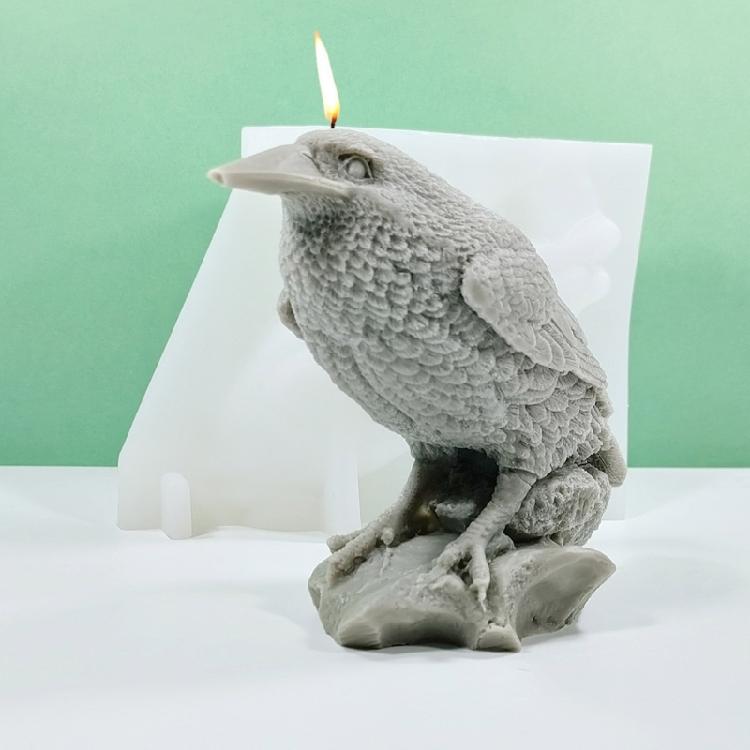 3D Crow Candle Mould Silicone Molds Halloween Castings Molds Home Decorations