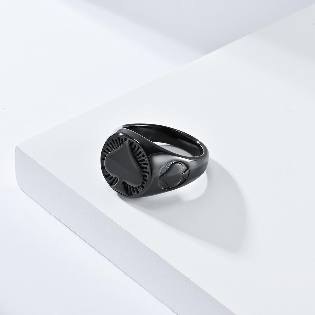 Poker Pik Ass Titanstahl Ring Ring Herren Nische Persönlichkeit Glücksbringer Hipster Wear Handzubehör
