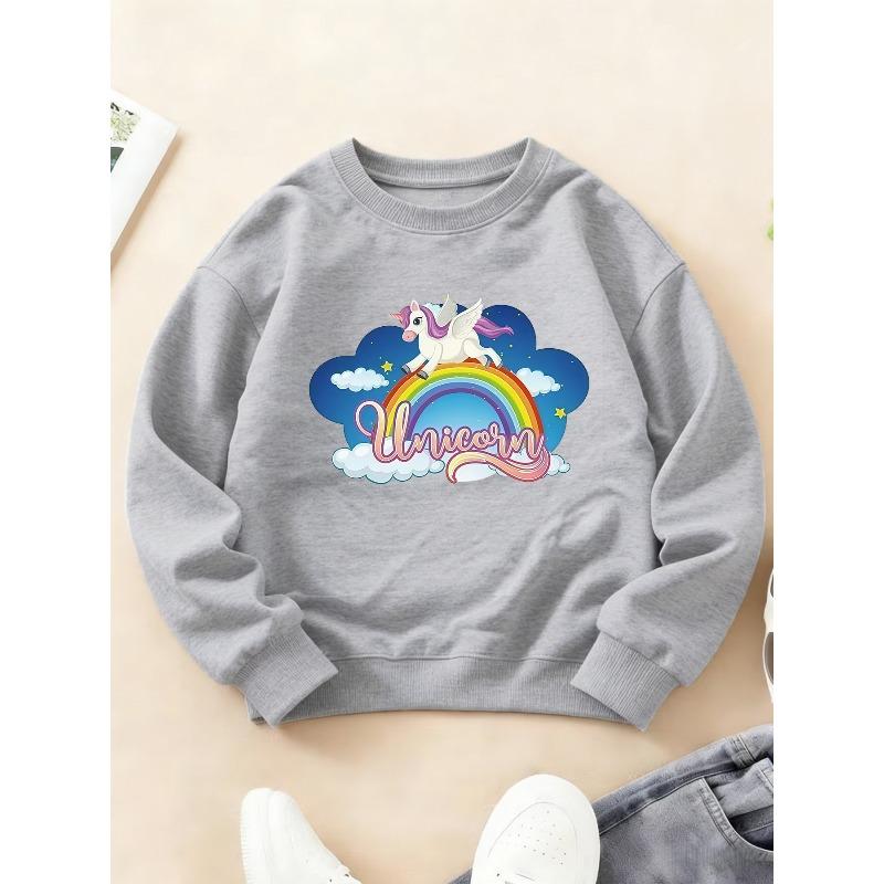 Kids Crewneck Sweatshirt, Dreamy Rainbow Unicorn Print