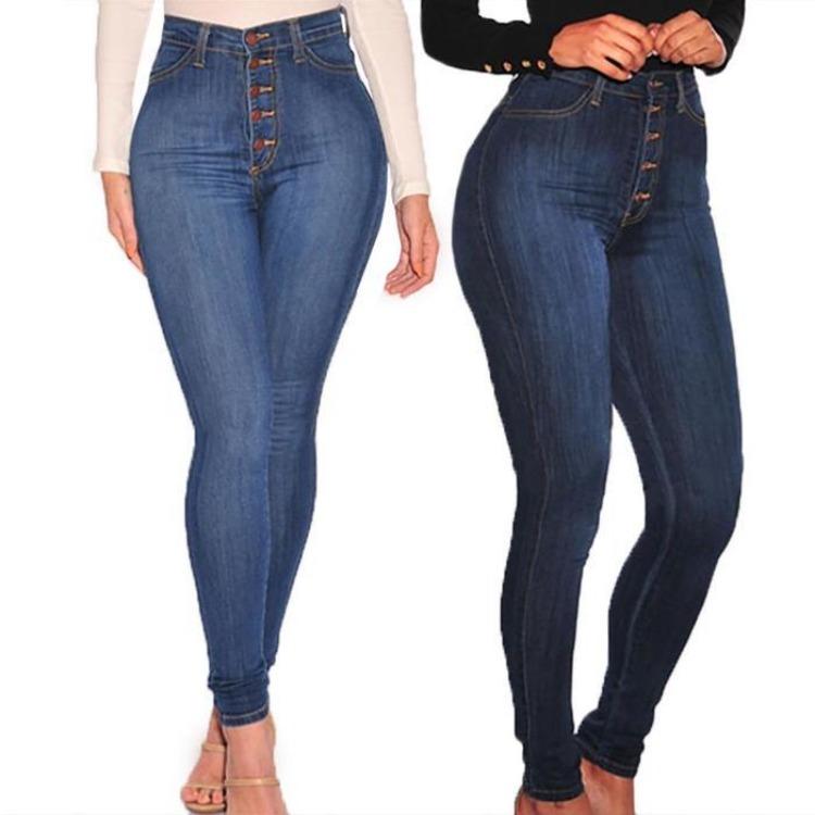 

High Waist Skinny Stretchy Jeans for Women Plus Size Denim Jeggings Trousers S