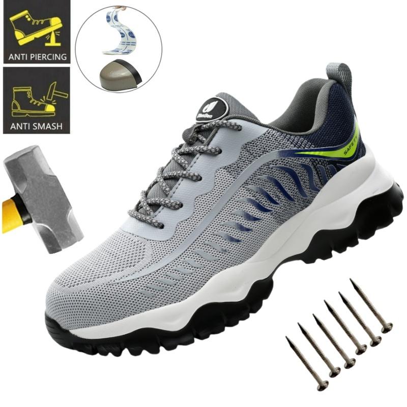 Steel Toe Cap Light Breathable Sneaker Men Indestructible Shoes Anti-puncture Safety Shoes Protective Work Industrial Footwear