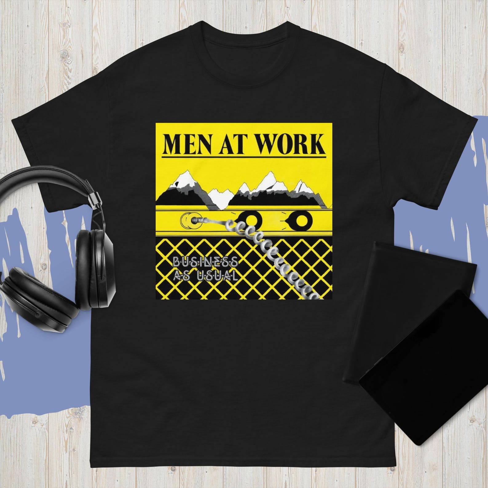 Men At Work Business As Usual Album Cover White Black Shirt Usa Size S-XXXL S