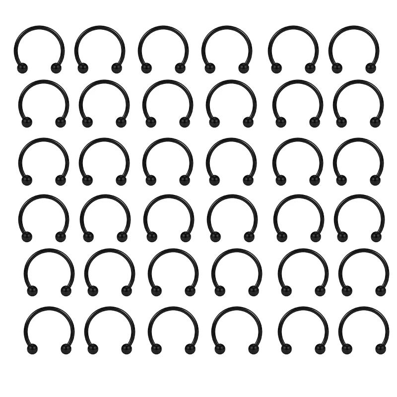 36PC Stainless Steel Horseshoe Septum Piercing Lot Horseshoe Nose Piercing Ring Bulk Fake Nose Ring Horseshoe Earring Cartilage