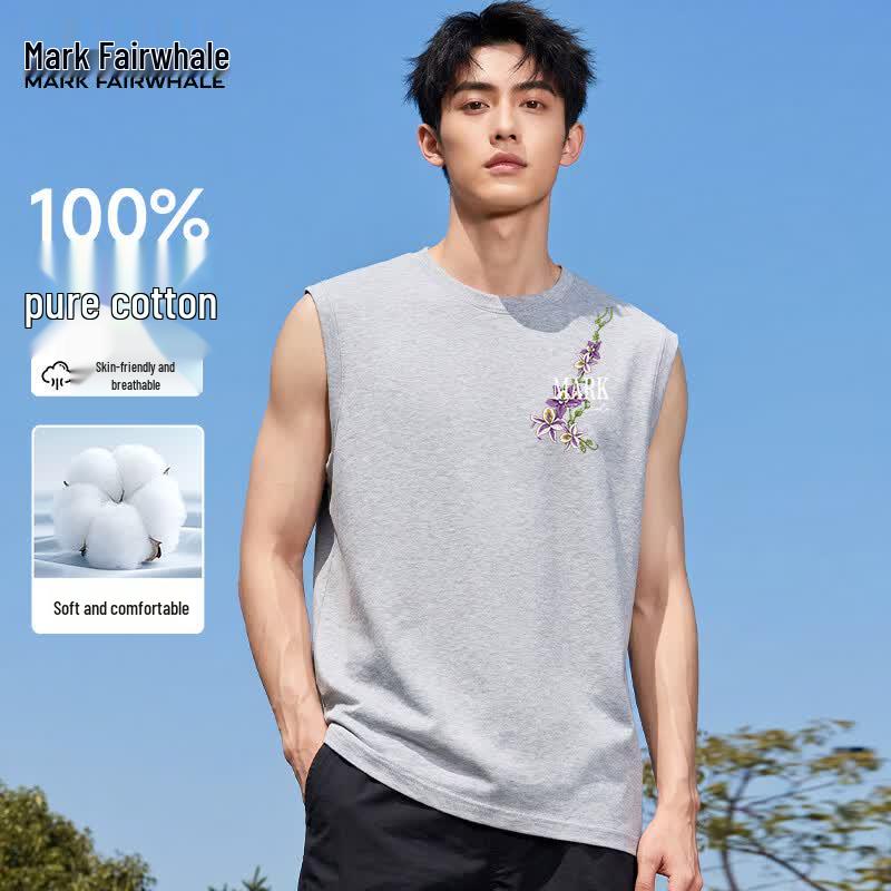 Mark Huafei Men s Heavyweight Loose Cotton Tank Top M