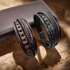 Herrars Vintage Flerlagrigt Läderarmband med Magnetlås