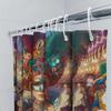 Vivid Carnival Mask Printed Shower Curtains For Bathroom Decor Customizable Text Option (Blue-Green)