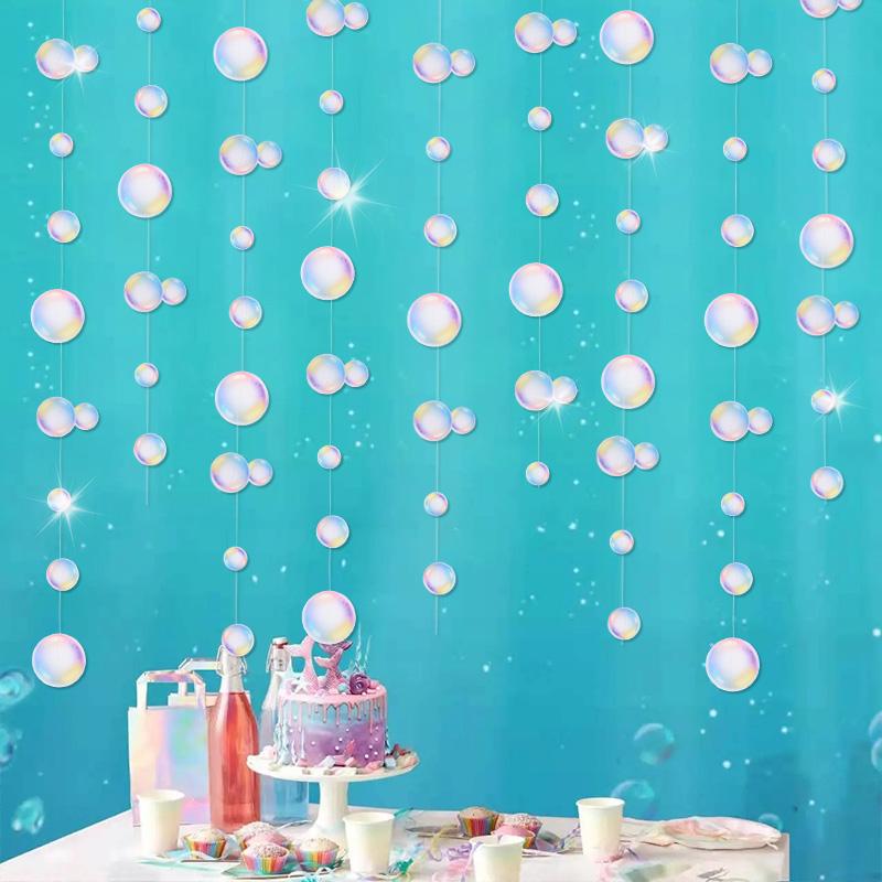 3M Bubbelgirlanger Barn Sjöjungfru Födelsedagsfest Dekoration Hängande Band Under Havet Havsfest Tillbehör Babyshower Bröllop
