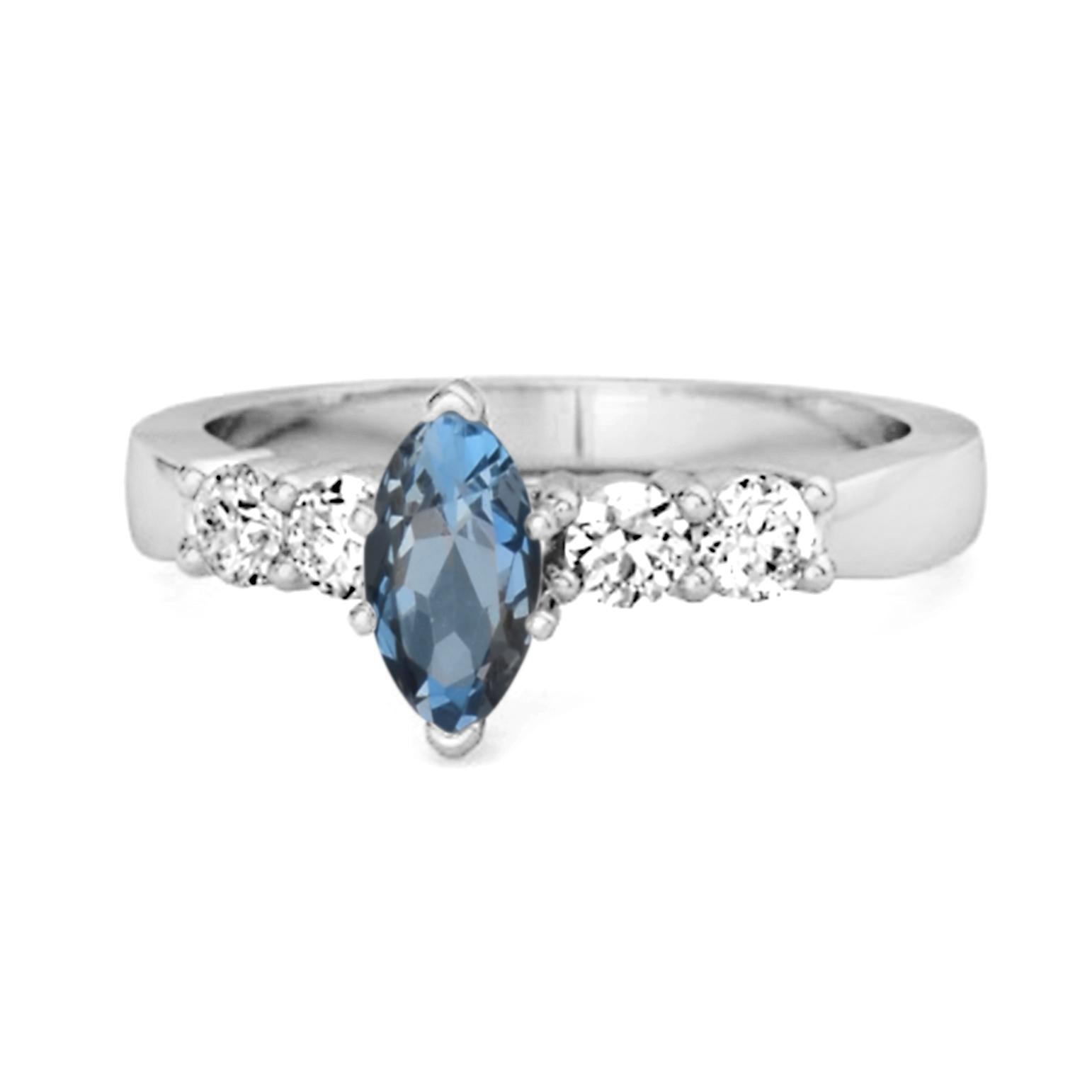London Blue Topaz Tapered Five- 925Stone Ring - 925 Sterling Silver 6 белый