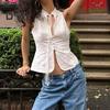 Women Vest Tops Solid Color Retro Design Stand-Up Collar Sleeveless Tank Tops Summer Holiday Party Club Everyday Wear
