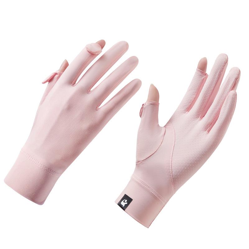 Women's Ice Silk Sun Protection Gloves - Lightweight, Breathable, Anti-Slip, UV Shield for Summer Cycling.