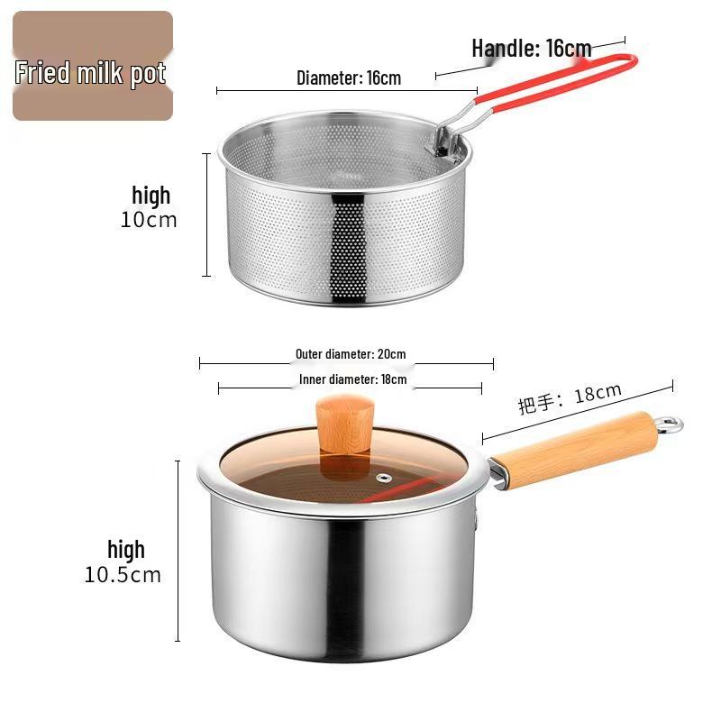 304 Stainless Steel Tempura Deep Fryer with Lid – Thickened, Multi-functional, No Coating, Perfect for Baby Food