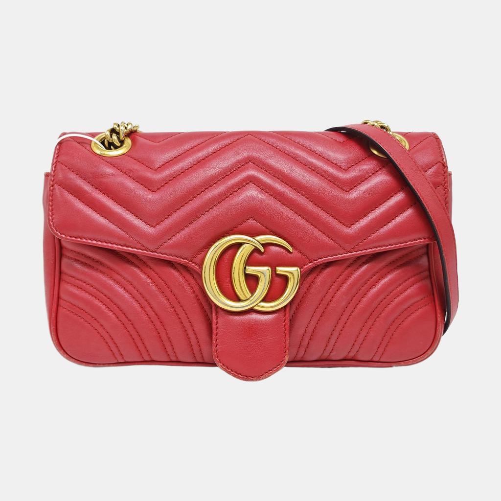 [Pre-Owned] Gucci GG Marmont Small Matelassé Shoulder Bag 'Red' - Good #44IV2R