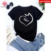 100% Cotton Cute Cat Print T-shirt Women Summer 25 New Loose Casual Short Sleeve T-shirt Y2k Tops Korean Popular Ladies Clothing
