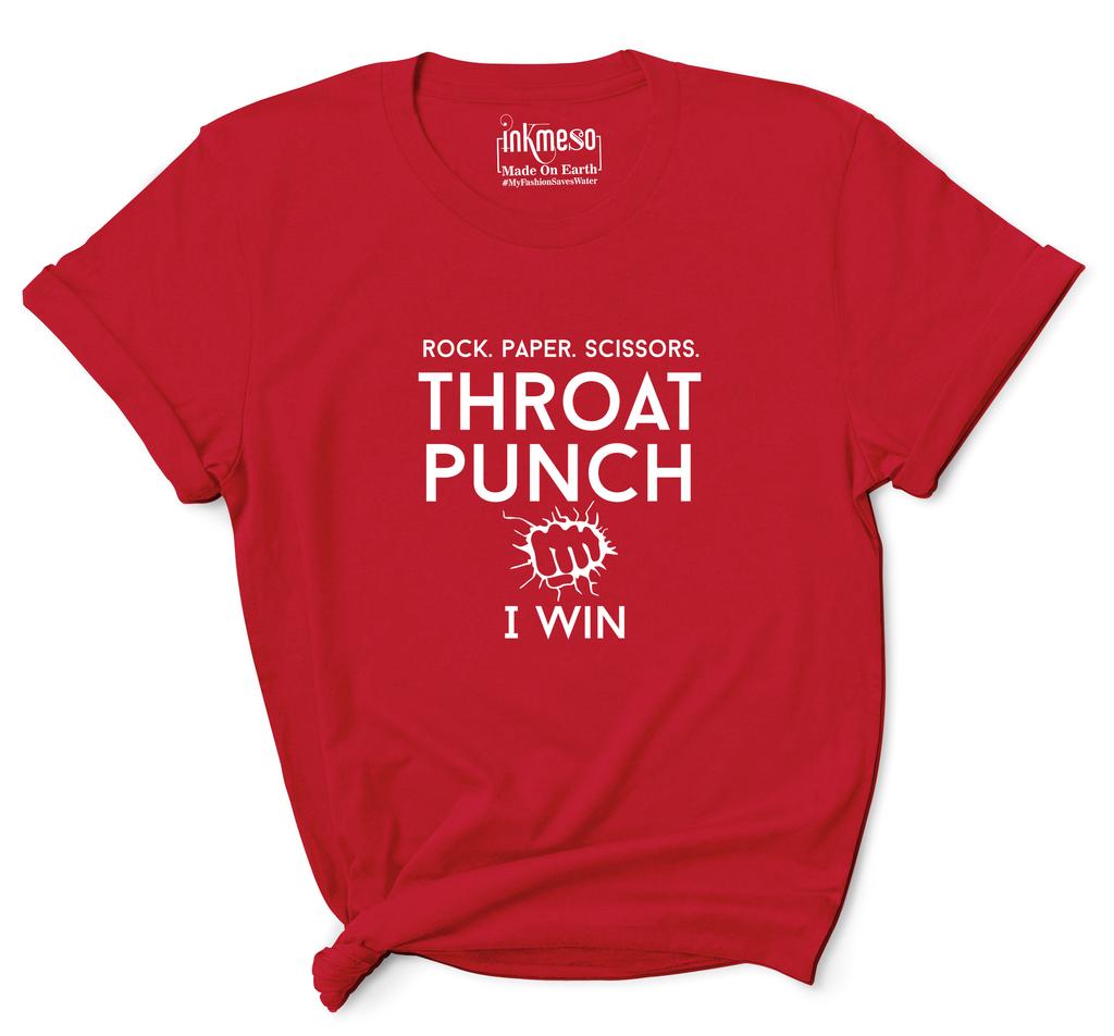Inkmeso Tee For Womens    Rock. Paper. Scissors. Throat Punch I Win   Funny 80s 90s Retro Graphic