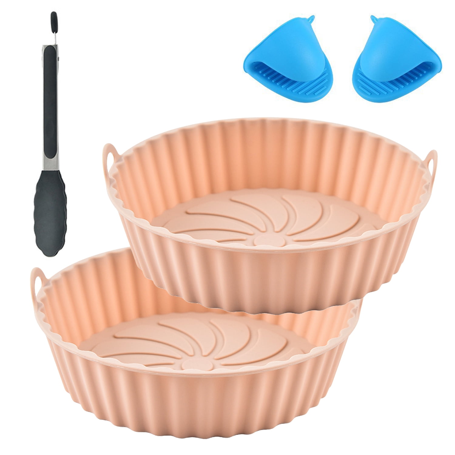 

Silicone air fryer liner, includes heat-resistant gloves and tongs, 3-in-1 set. Pink