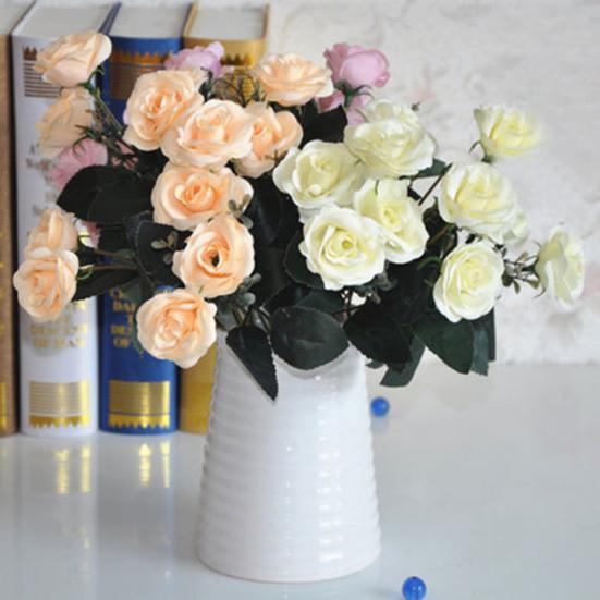 1 Bouquet/12 Heads Artificial Roses Silk Flower Home Party Bridal Bouquet Decor