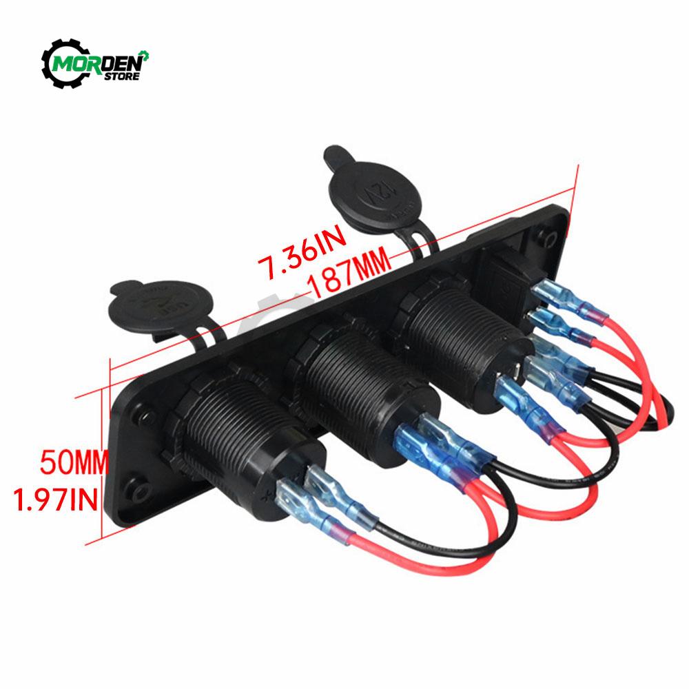 DC11V-11V Dual USB Charger Socket Power LED Voltmeter Cigarette Lighter Socket ON Off Button Switch for Car Tool Accessories