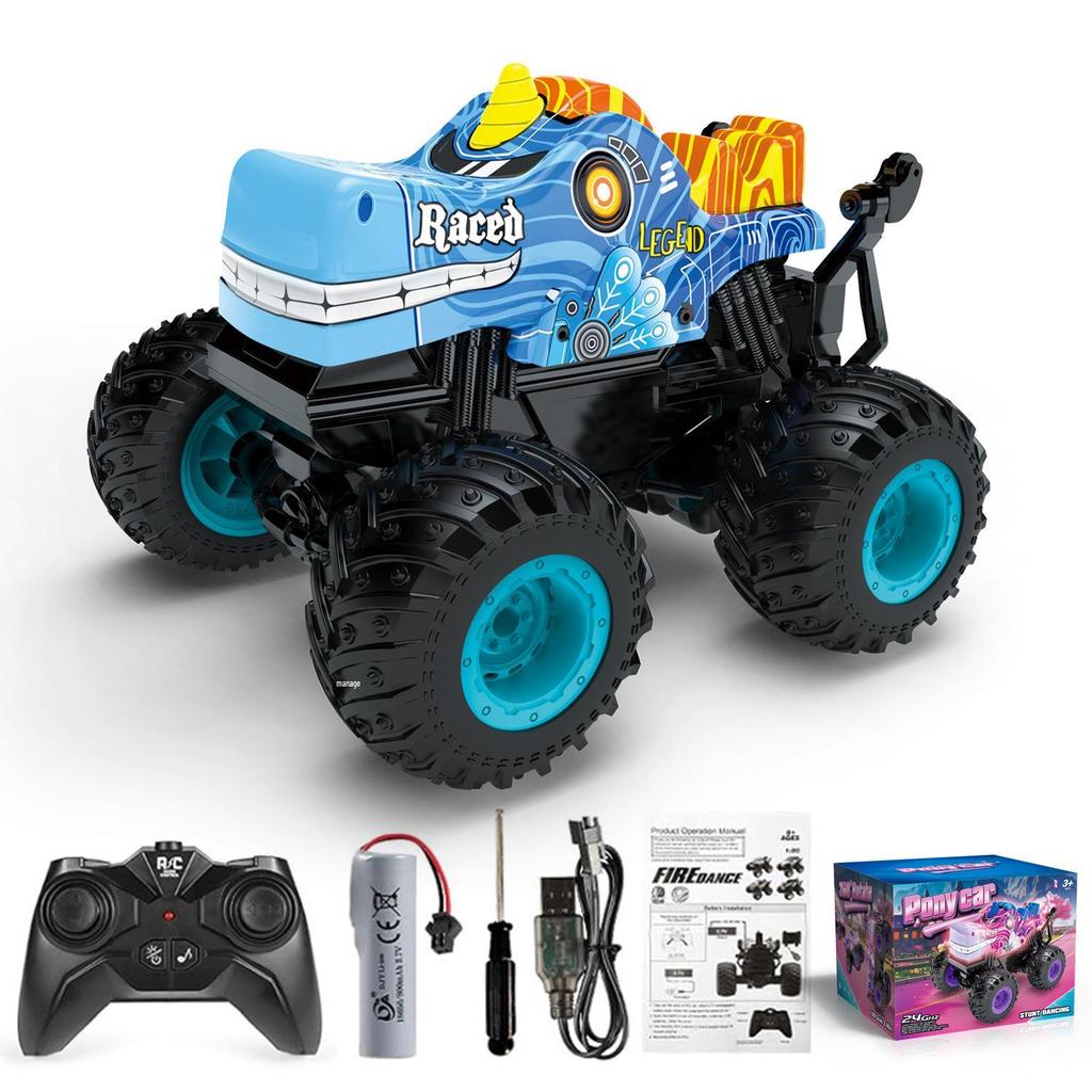 1:20 Shark Head Dinosaur Stunt Off-Road RC Car with Lights and Music - Children's Electric Toy