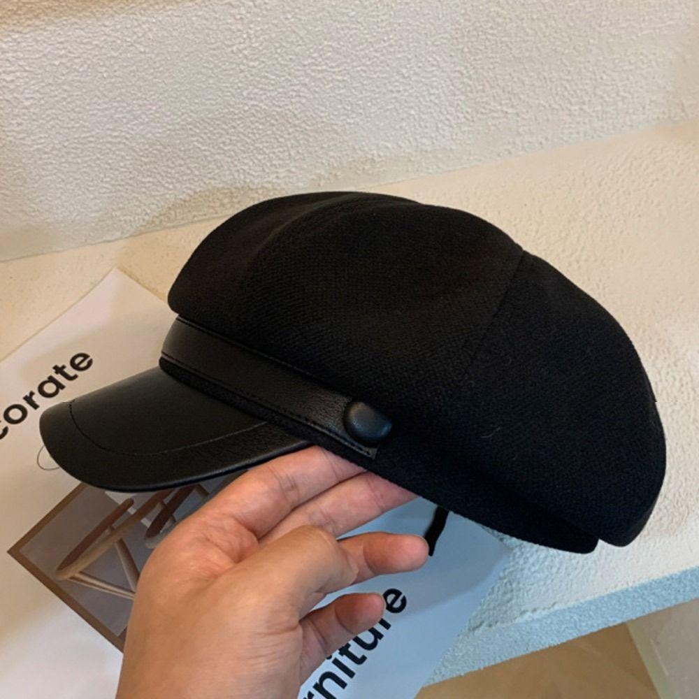New Solid Color Octagonal Cap Windproof Adjustable Newsboy Hat Warm Pumpkin Hat