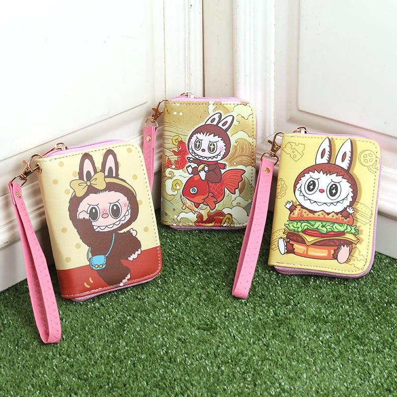 Cartoon Anime Periphery Labubu with Card Storage Bag for Boys and Girls Handheld Wallet