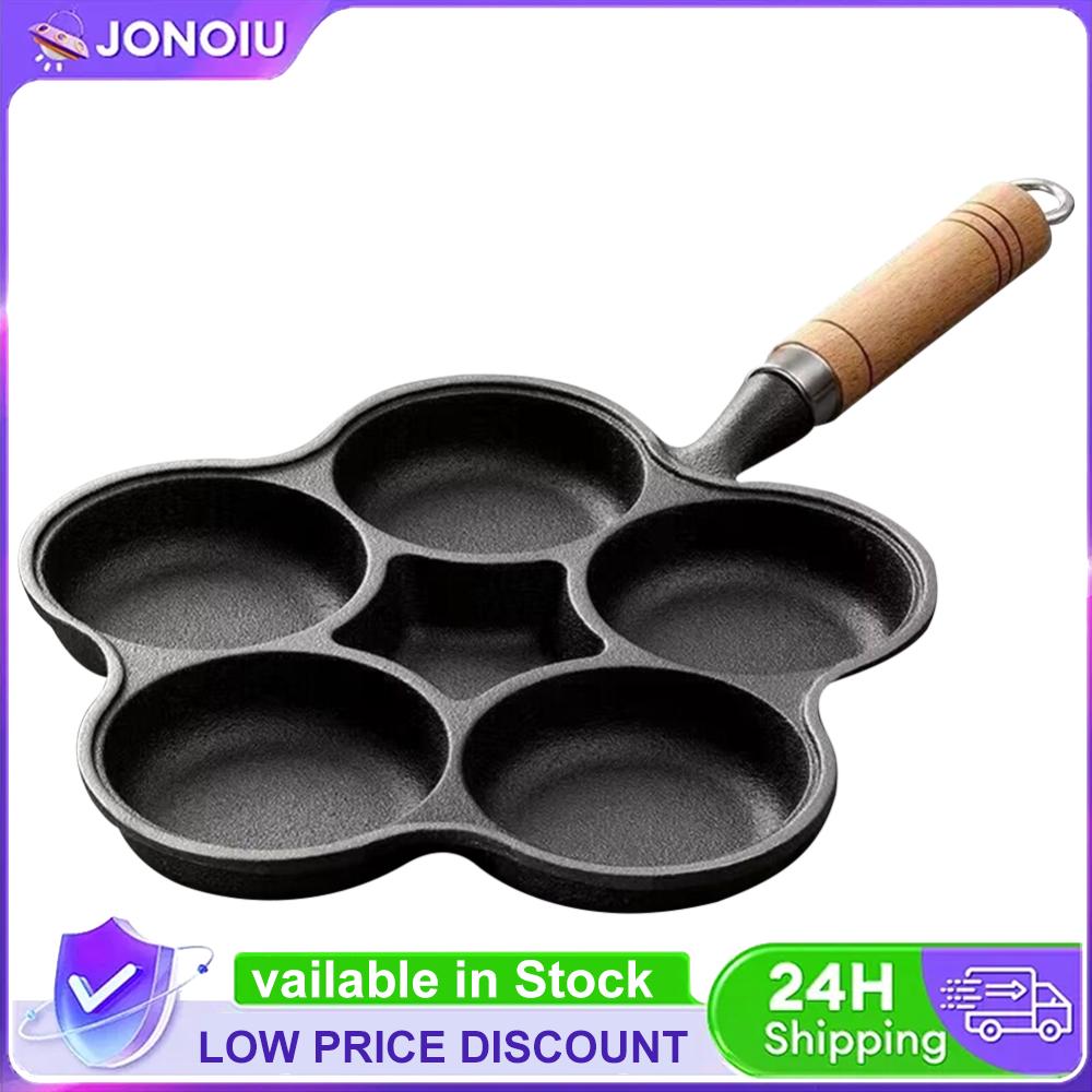 5 Round Holes Egg Frying Pan Iron Creative Breakfast Grill Cooking Pot Breakfast Cooking Pan for Gas Stove Induction Cooker