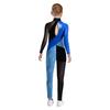 Girls Asymmetrical Dance Jumpsuit Mock Neck Sheer Mesh Long Sleeve Keyhole Back Metallic Snakeskin Bodysuit