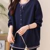 Round Neck Splicing Fashion Fake Two-piece Long-sleeved Sweatshirt Women's Loose Casual Top