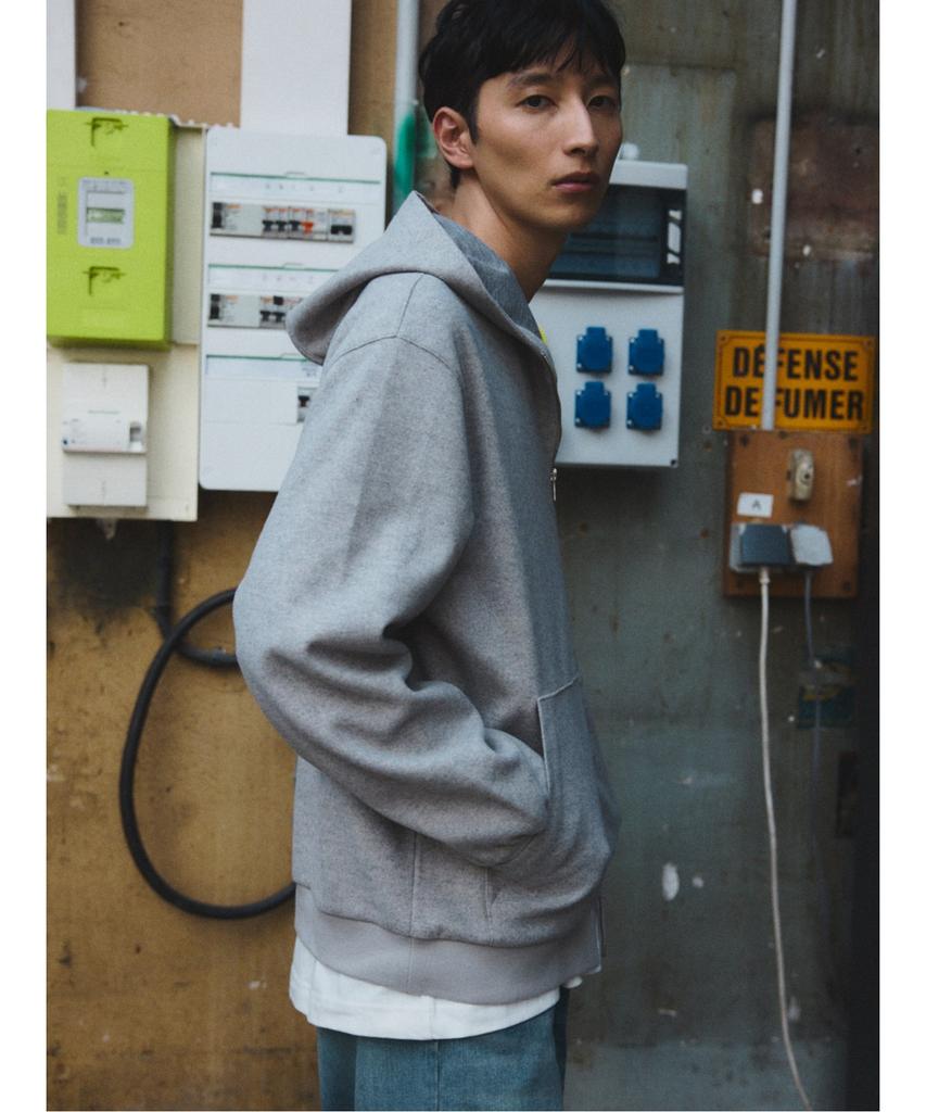 SHIFT.G Washed Color Hoodie Zip Up Gray