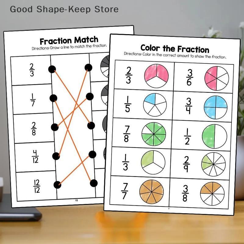 1Pcs Primary School Math Cognitive Test Book Basic Fraction Learn And Practice Training Workbook Fraction Fact Teaching Aids