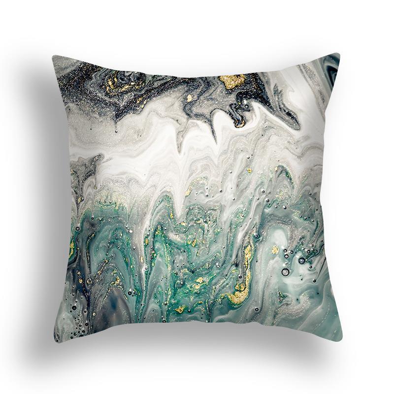 Niebieska Marmurowa Poszewka na Poduszkę 45x45cm Wzór Skały Morskiej Kwadratowa Sofa Poduszka Kwadratowa Abstrakcyjny Liść