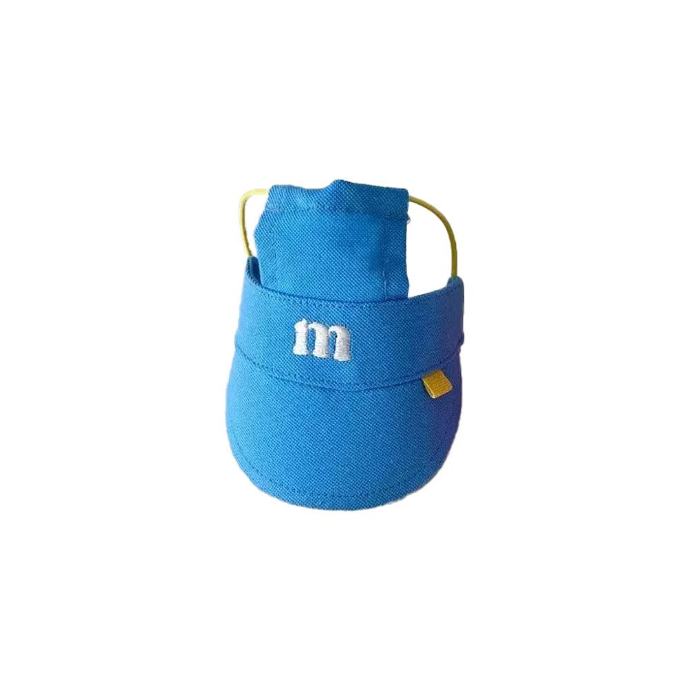 1 Piece Summer M-Shaped Embroider Three-Color Sun Hat for Dogs, Pet Cats, Pets, Elastic Pig Nose Buckle Adjustment Hat