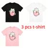 Cartoon Shy Loving Mouse Print Women's T-Shirts Summer Fashion Street Outdoor Casual T-shirt Tops for Men's and Women's Tees Top