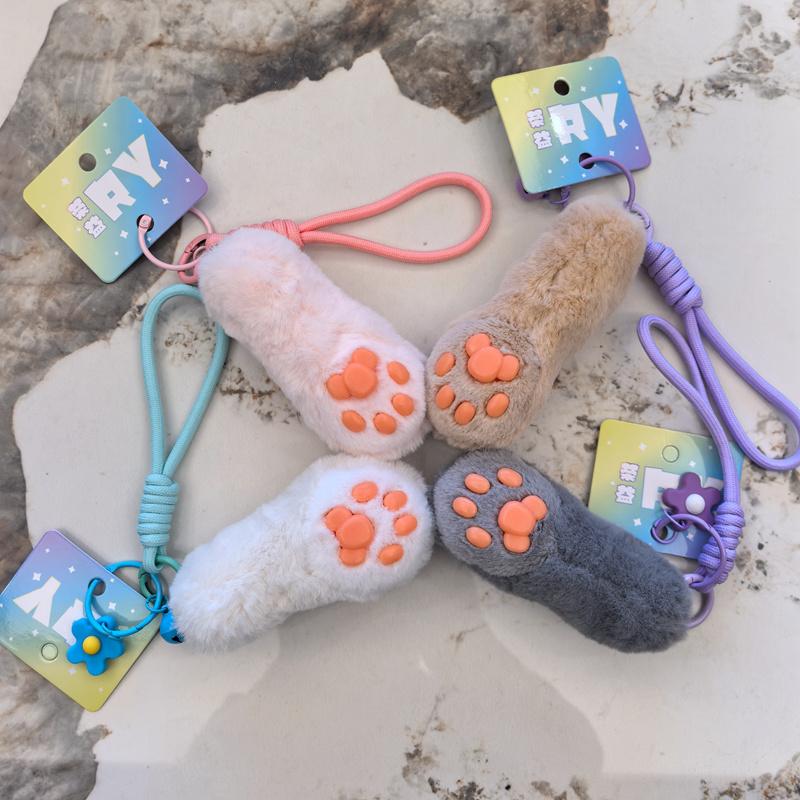 Cat's Paw Soft Stuffed Plush Toys Cute Kitten Paws Plushies Keychian Backpack Charm Hanging Pendants Gifts For Girls Birthday