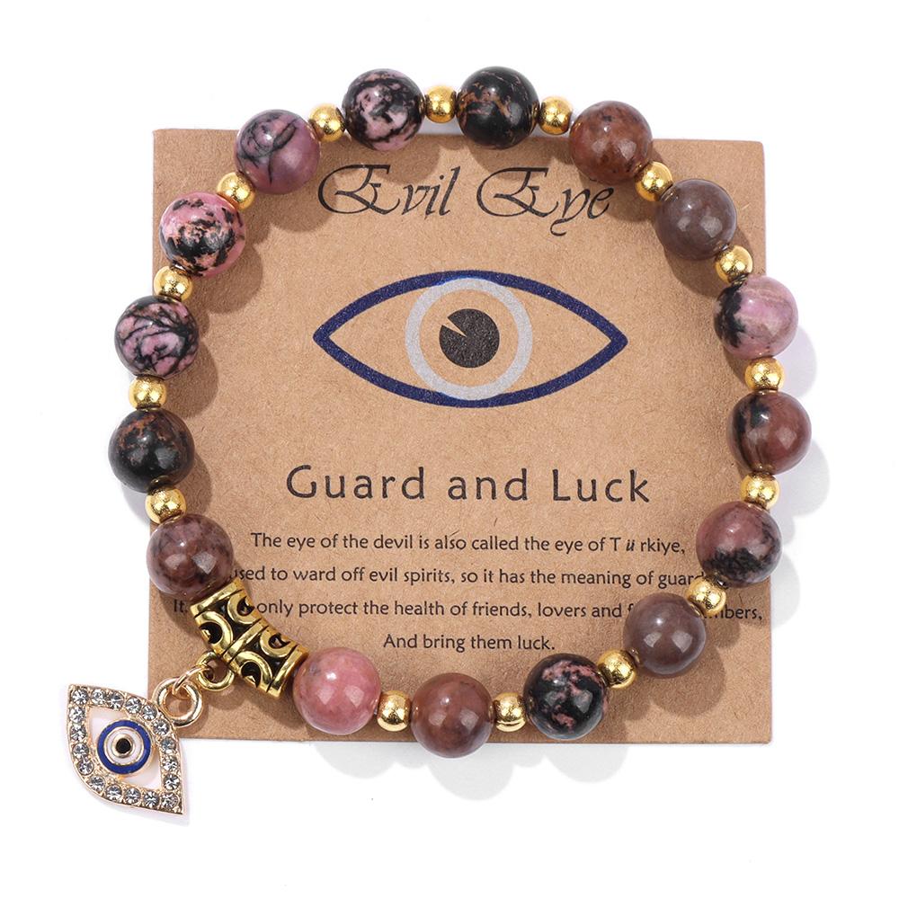 Lucky Turkish Evil Eye Pendant Beads Bracelet Handmade Natural Stone Charm Elastic Bangles Men Women Fashion Yoga Energy Jewelry