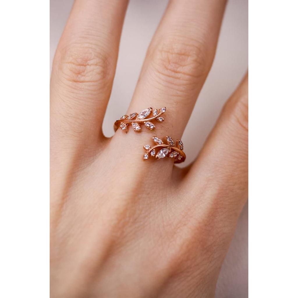 Acacia Flower Ivy 14k Rose Gold Plated Women's Ring