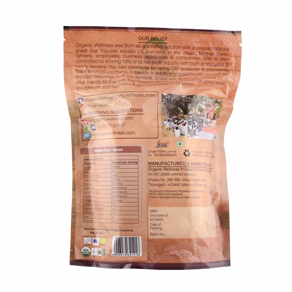 Mąka z ciecierzycy (450 gramów), Besan, organiczne wellness