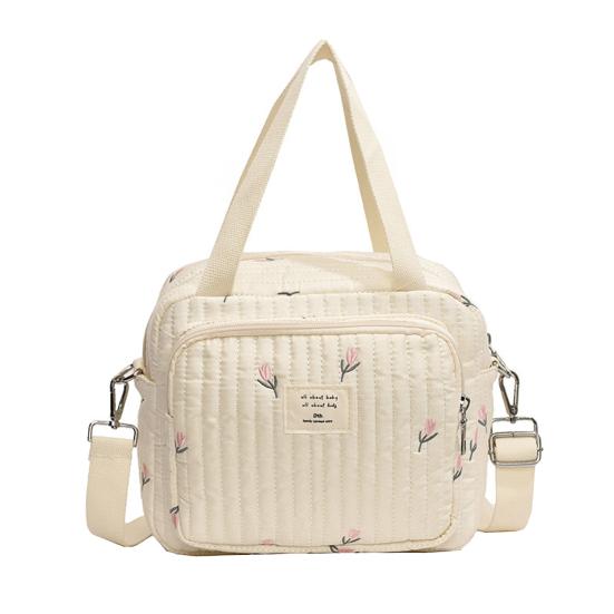 

Вышитая сумка для подгузников для мам Цветок Медведь Органайзер для детских подгузников Сумка через плечо Сумка-тоут с регулируемым ремешком для ежедневных прогулок и путешествий Little Flower