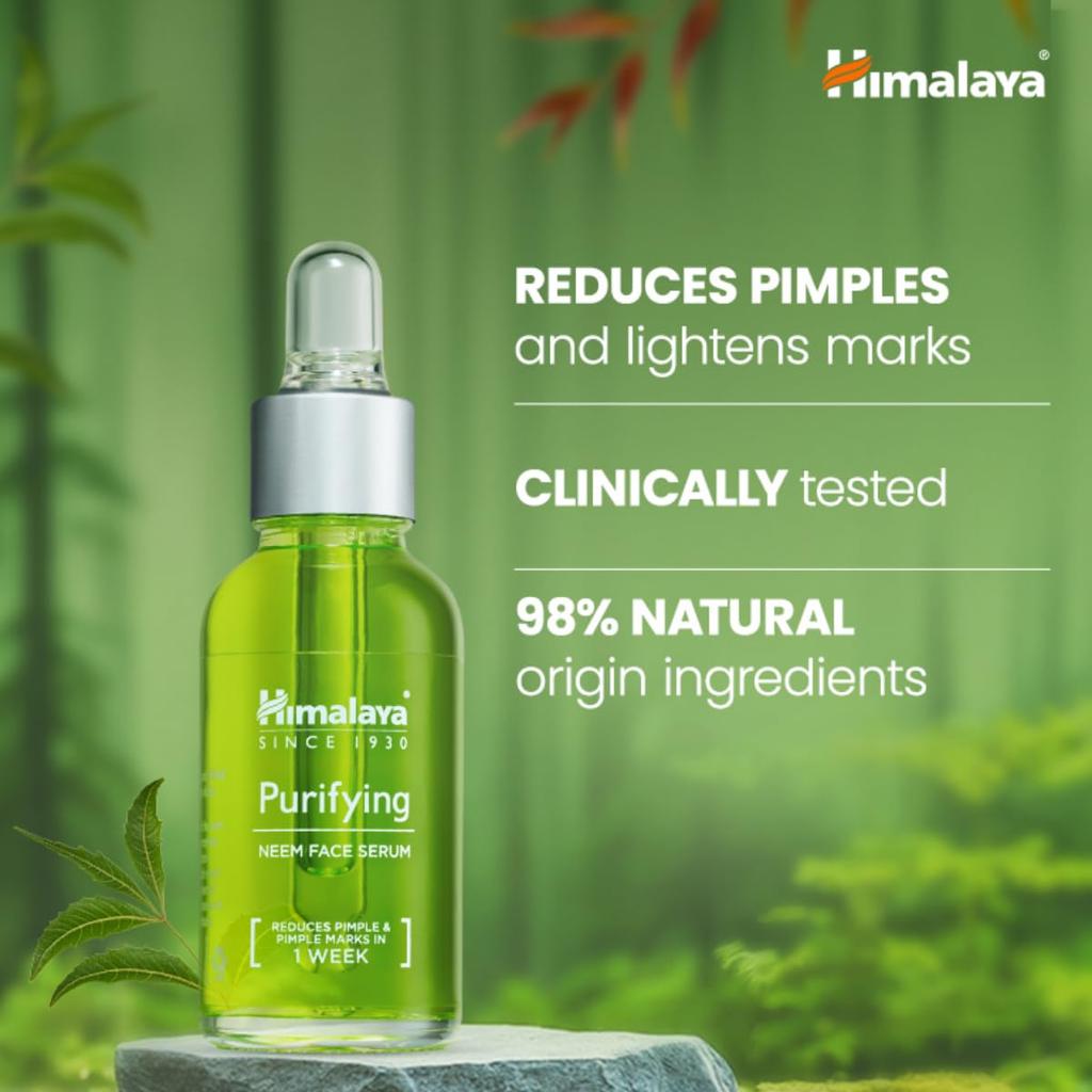 Himalaya Purifying Neem Face Serum 30ml Pack of 1 | 2% Salicylic Acid with Cica for Clear Skin
