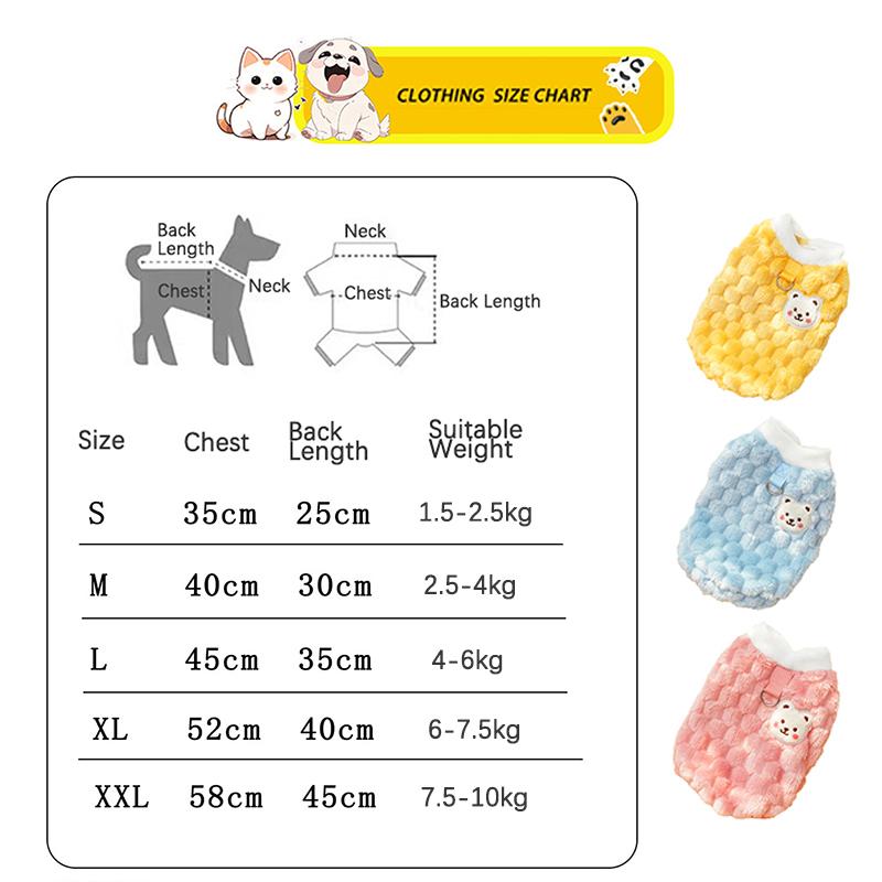 Winter Warm Fleece Dog Clothes with Buckle Fashion Sweet Bear Print Pet Sweater for Cat Puppy Yorkie Teddy Bichon Clothing