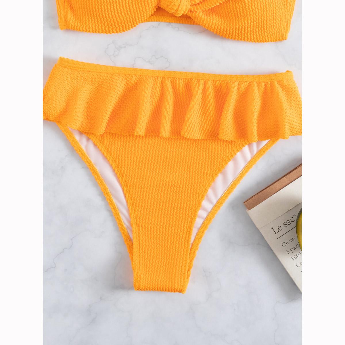 Сексуальный женский купальник с рюшами в рубчик — фото 6