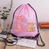 Capibara Girls Drawstring Backpack Cute Capybara Letter A-Z Storage Bag Kids Outdoor Sport Travel Rucksack Children Gifts