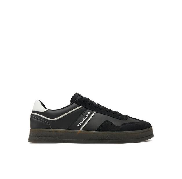 Мужские кроссовки Tommy Jeans Кожа retro cupsole em0em01414 чёрные