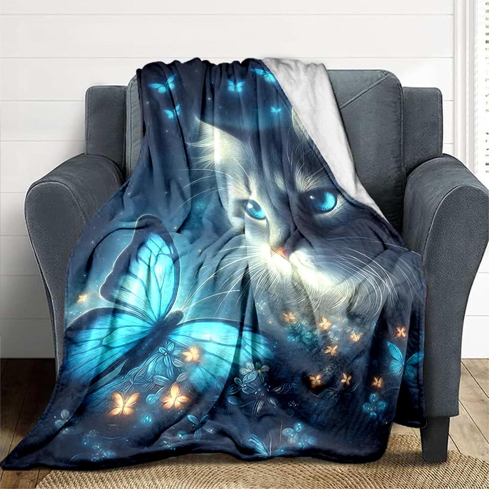 

1pc Butterfly Print Blanket - Lightweight Flannel Fleece with Digital Printing, Soft Warm for Sofa, Travel, Camping, Office yy251018274 75x90cm