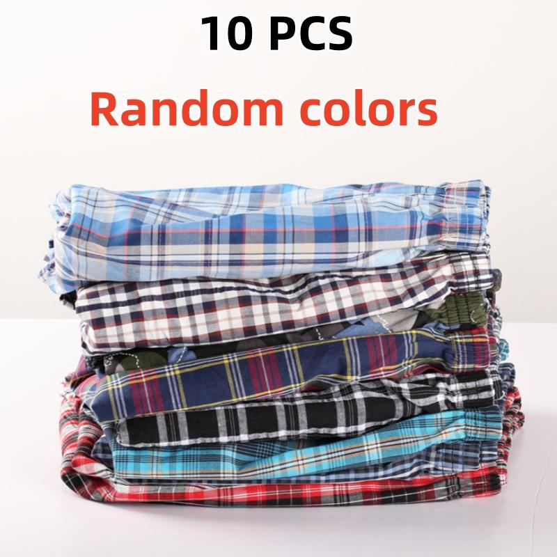 10 SZT. Męska Bielizna Luźne Szorty Bawełniane Wygodne Męskie Bokserki Modne Bokserki Męskie Lounge Odzież Domowa Bielizna