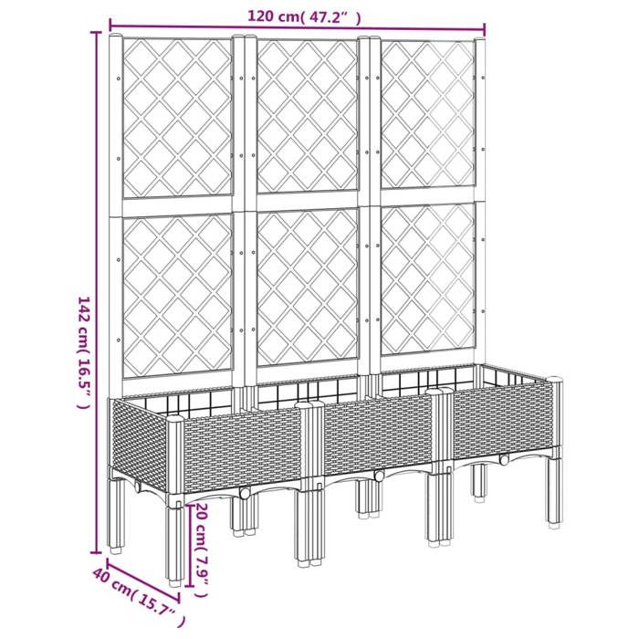 VidaXL Planter with Trellis, Raised Bed, Flower Box, Plant Pot, Flower Box Garden Patio Terrace Outdoor, 367928
